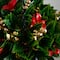 24in. Pre-Lit UV Resistant Artificial Red Tip Photinia & Gold Berries Christmas Hanging Basket with 34 Warm White LED Lights (Indoor/Outdoor)